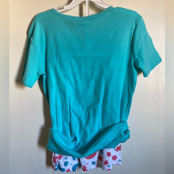🌸Gymboree New 2pc Turquoise Short Sleeve Shirt & White Shorts Pj Set #IB - Picture 7 of 7